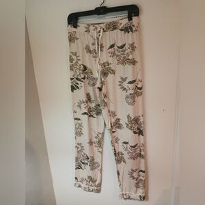 Women's Floral Lounge Pants Size M Medium Viscose Soft Pajama Boho Casual Sleep